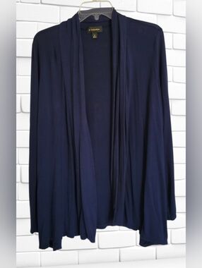 G Collection Deep Navy Draped Open Cardigan